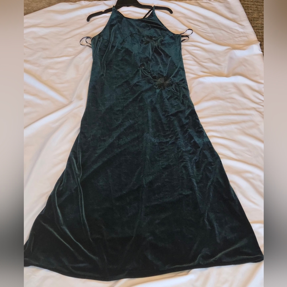 Dark Green Velvet Slip Dress - Prom or Evening gown